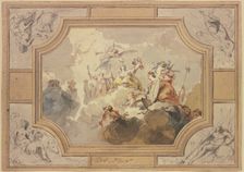 Justice and Truth, surrounded by the personifications of the four Elements, early-mid 18th century. Creator: Jacob de Wit