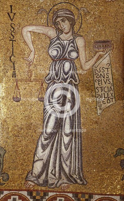 Justice (Detail of Interior Mosaics in the St. Mark's Basilica), 12th century. Artist: Byzantine Master  
