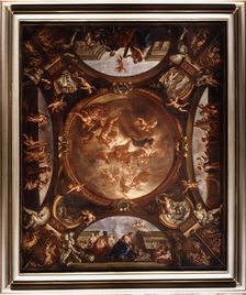 Justice ensures peace and protects the arts, c1688. Creator: Bon Boullogne