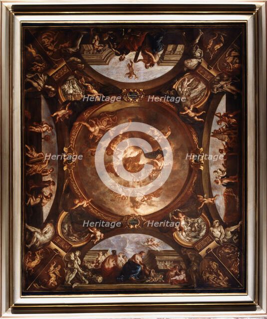 Justice ensures peace and protects the arts, c1688. Creator: Bon Boullogne.