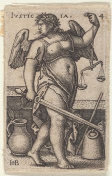 Justice. From the episode "The Knowledge of God and the Seven Cardinal Virtues", c.1539 . Creator: Beham, Hans Sebald (1500-1550)