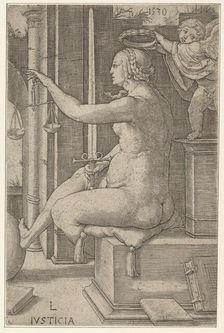 Justice, from the series The Virtues, 1530. Creator: Lucas van Leyden