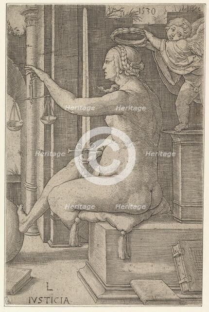 Justice, from the series The Virtues, 1530. Creator: Lucas van Leyden.