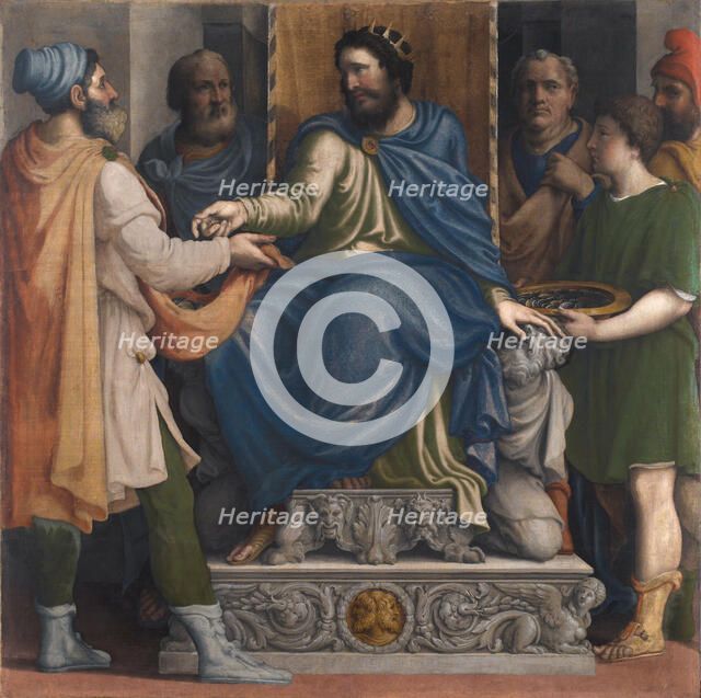 Justice of Philip II of Macedon. (Filippo il Macedone restituisce il denaro a Macheta), c1550-1560. Creator: Campi, Giulio (1507-1573).