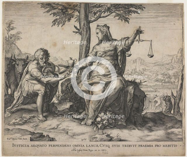 Justice Rewards Toil, 1566. Artist: Cort, Cornelis (1533-1578)