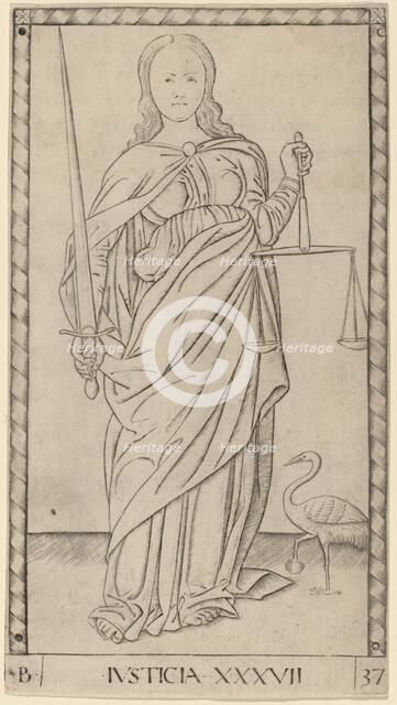 Justicia (Justice), c. 1465. Creator: Master of the E-Series Tarocchi.