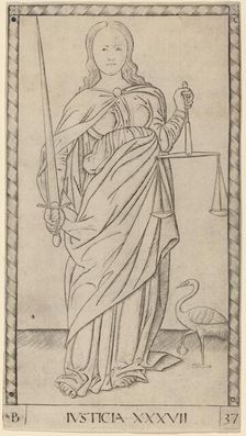 Justicia (Justice), c. 1465. Creator: Master of the E-Series Tarocchi