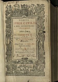 Justinianus Corpus Iuris Civilis (Body of Civil Law). Frontispiece, 1625