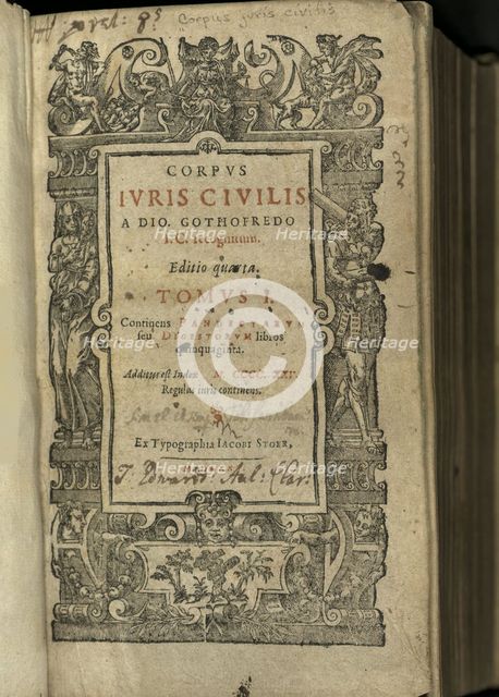 Justinianus Corpus Iuris Civilis (Body of Civil Law). Frontispiece, 1625.