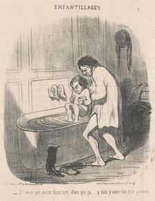 J'veux pas entrer dans tant d'eau ..., 19th century. Creator: Honore Daumier