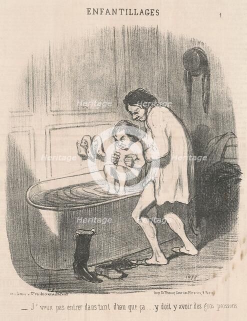 J'veux pas entrer dans tant d'eau ..., 19th century. Creator: Honore Daumier.