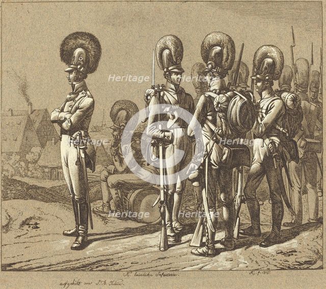K. baierische Infanterie (Bavarian Infantrymen), 1816. Creator: Johann Adam Klein.