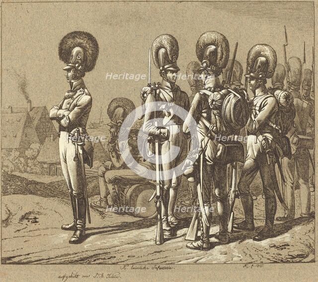 K. baierische Infanterie (Bavarian Infantrymen), 1816. Creator: Johann Adam Klein.