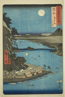 Omi Province: Lake Biwa and Ishiyama Temple (Omi, Biwako Ishiyamadera), from the series "F..., 1853. Creator: Ando Hiroshige