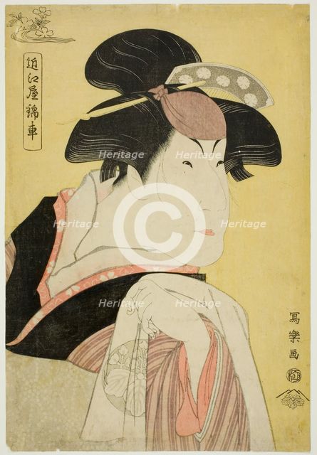 Omiya Kinsha (The actor Nakayama Tomisaburo I as Ohide, wife of Sazanami Tatsugoro...,1794. Creator: Toshusai Sharaku.