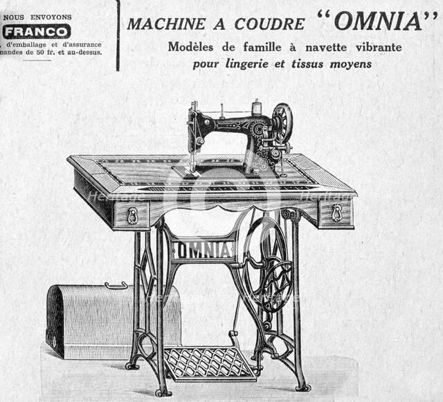 'Omnia' sewing machines advertisement, 20th century. Artist: Unknown