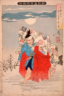 Omori Hikoshichi Meets a Demon on the Road, 1889. Creator: Tsukioka Yoshitoshi
