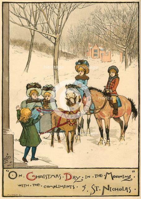"On Christmas Day in the Morning", with the Compliments of St. Nicholas', 1883. Creator: Unknown.