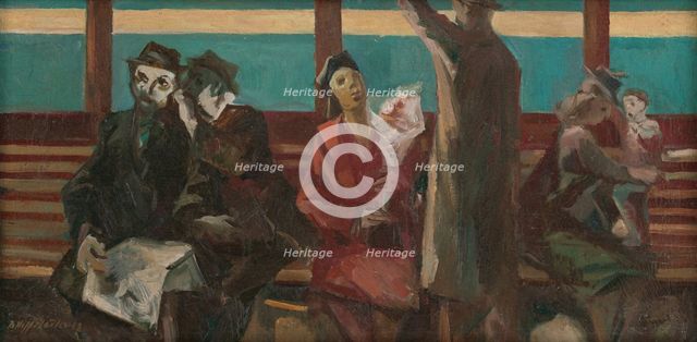 On a Tram (Gossips), 1943. Creator: Bedrich Hoffstädter.