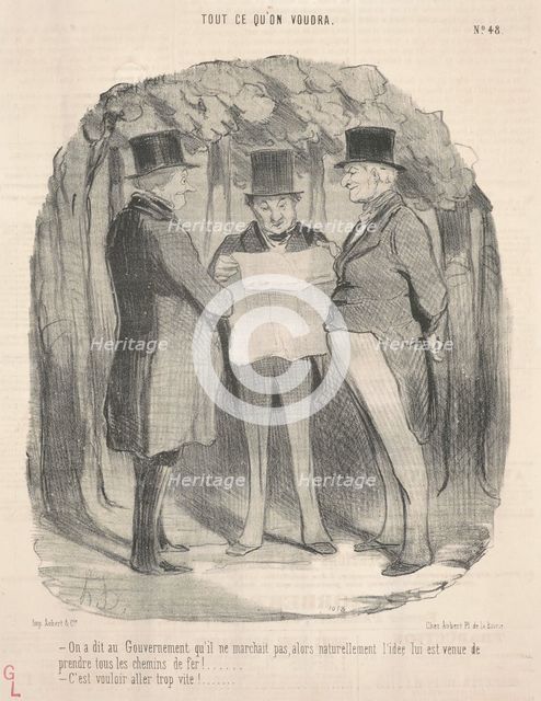 On a dit au gouvernement qu'il ne marchait pas ..., 19th century. Creator: Honore Daumier.