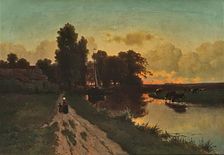 On a Dutch Canal, 1858. Creator: Gerrit Alexander Godart Filip Mollinger
