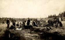 On a hunt in the vicinity of the Znamensky glass factory, 1913. Creator: S. Ia. Mamontov