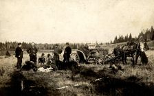 On a hunt in the vicinity of the Znamensky glass factory, 1913. Creator: S. Ia. Mamontov