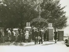 On All Saints Day at New Roads, La. African Americans lined up at gates to enter cemetry, 1938. Creators: Farm Security Administration, Russell Lee