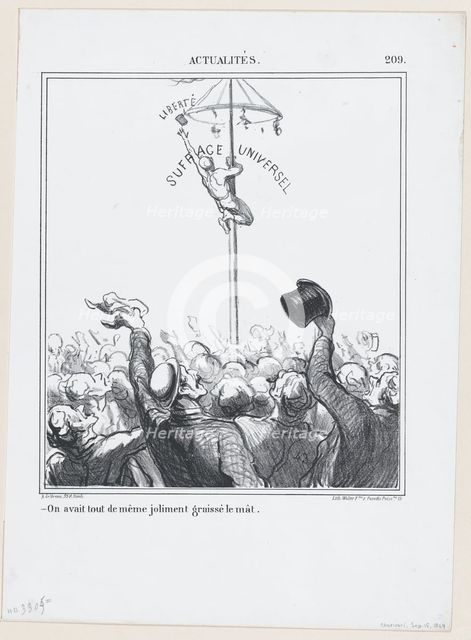 On avait tout de même joliment graissé le mât, 1869. Creator: Honore Daumier.