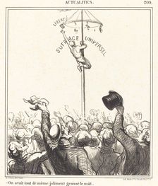 On avait tout de même joliment graissé le mât, 1869. Creator: Honore Daumier