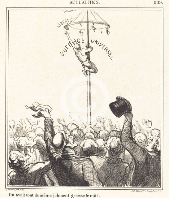 On avait tout de même joliment graissé le mât, 1869. Creator: Honore Daumier.