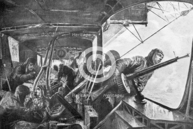 'On board a Zeppelin', German air fleet, First World War, 1917.Artist: Felix Schwormstadt