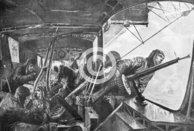 'On board a Zeppelin', German air fleet, First World War, 1917.Artist: Felix Schwormstadt