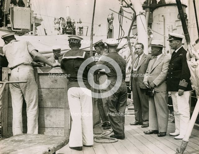 On board H.M.S. Suffolk at Portsmouth, July 1935.  Creator: Topical Press Agency.