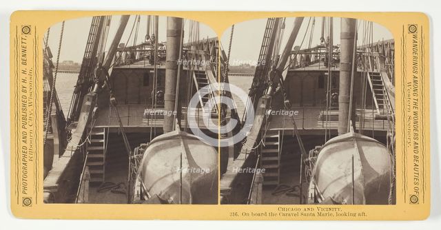 On board the Caravel Santa Marie, looking aft, 1887/93. Creator: Henry Hamilton Bennett.