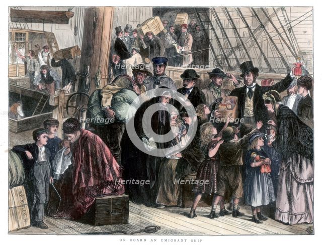 'On board the emigrant ship', 1871. Artist: Unknown