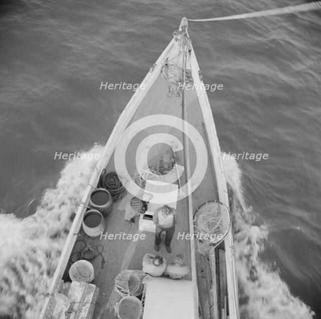 On board the fishin boat Alden out of Gloucester, Massachusetts, 1943. Creator: Gordon Parks.