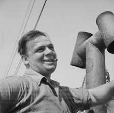On board the fishing boat Alden, out of Gloucester, Massachusetts, 1943. Creator: Gordon Parks