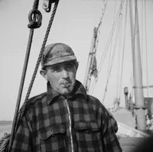 On board the fishing boat Alden out of Gloucester, Massachusetts, 1943. Creator: Gordon Parks