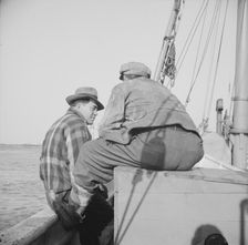 On board the fishing boat Alden out of Gloucester, Massachusetts, 1943. Creator: Gordon Parks