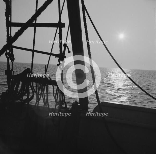 On board the fishing boat Alden, out of Gloucester, Massachusetts, 1943. Creator: Gordon Parks.