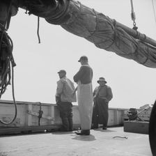 On board the fishing boat Alden out of Gloucester, Massachusetts, 1943. Creator: Gordon Parks