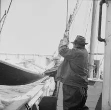 On board the fishing boat Alden out of Gloucester, Massachusetts, 1943. Creator: Gordon Parks