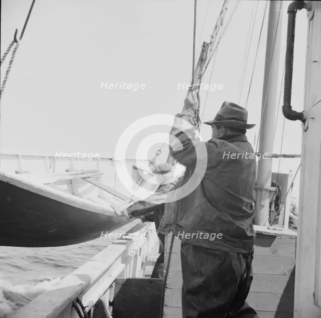 On board the fishing boat Alden out of Gloucester, Massachusetts, 1943. Creator: Gordon Parks.