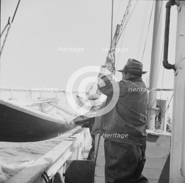 On board the fishing boat Alden out of Gloucester, Massachusetts, 1943. Creator: Gordon Parks.