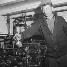On board the fishing boat Alden, out of Gloucester, Massachusetts, 1943. Creator: Gordon Parks