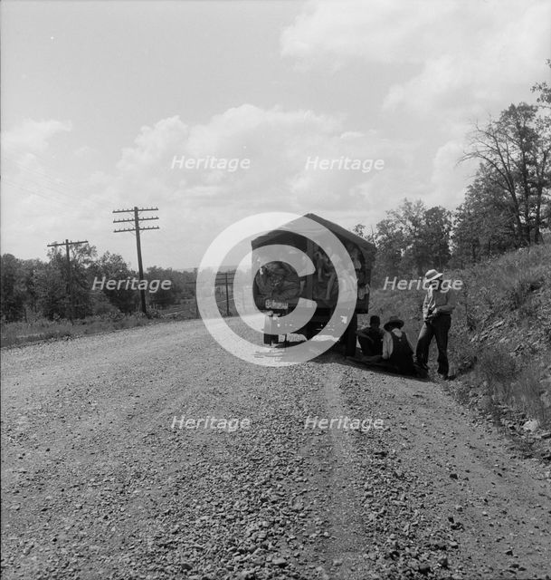 On highway no. 1 of the "OK" state near Webbers Falls, Muskogee County, Oklahoma, 1938. Creator: Dorothea Lange.