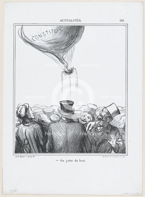 On jette du lest, 1869.  Creator: Honore Daumier.