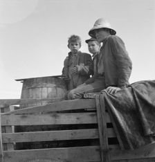 On location of Resettlement Administration film near Bakersfield, California, 1935. Creator: Dorothea Lange