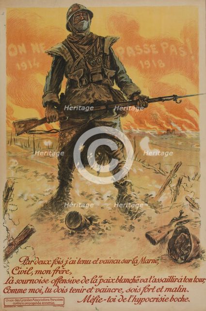On ne passe pas, 1918. Creator: Neumont, Maurice (1868-1930).
